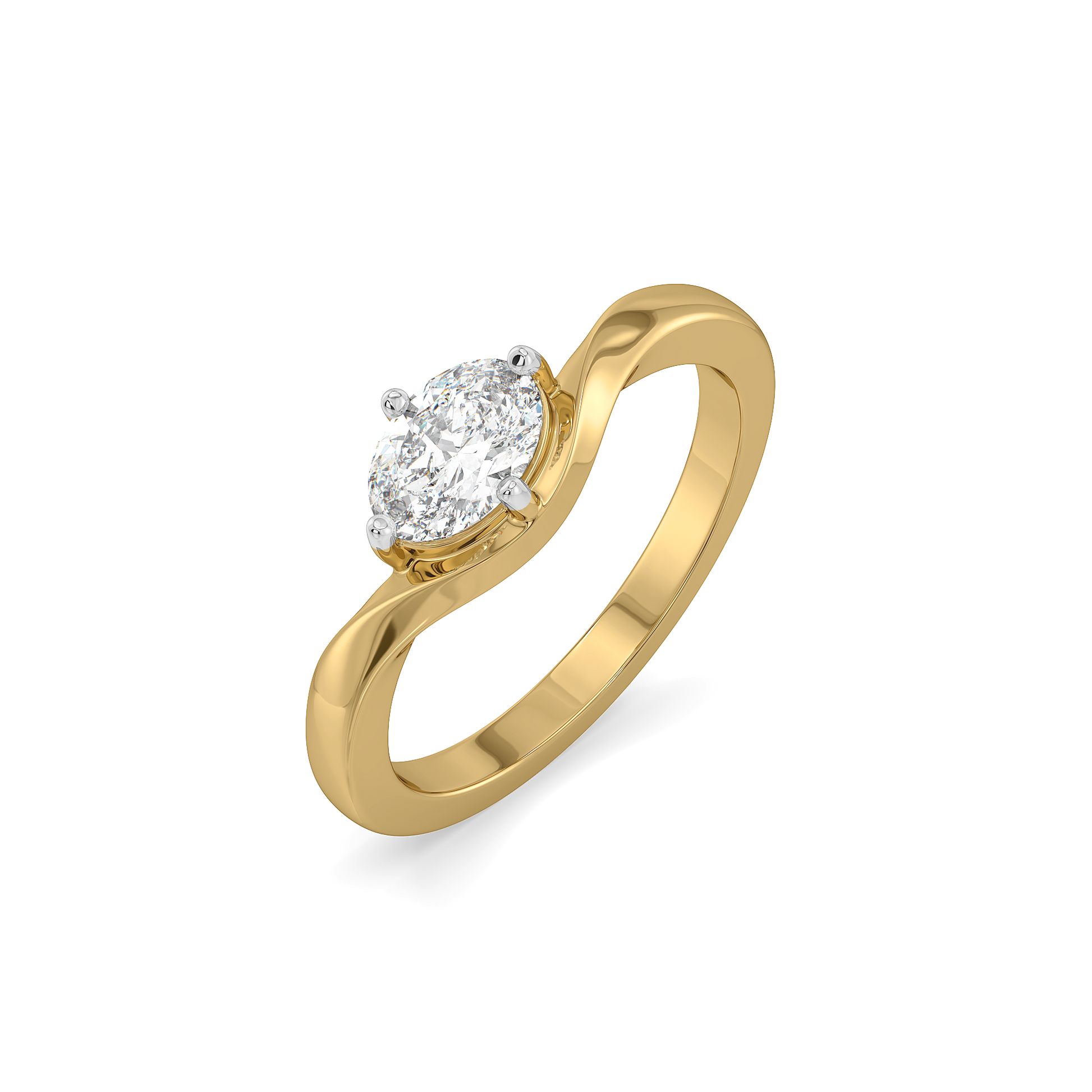 Elegant Oval - Pure Gold Lab Diamond Solitaire Ring