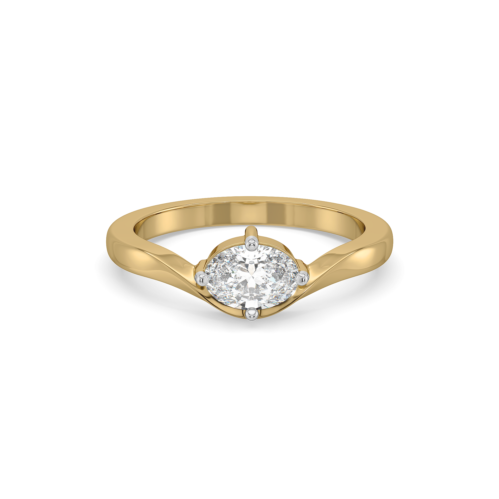 Elegant Oval - Pure Gold Lab Diamond Solitaire Ring