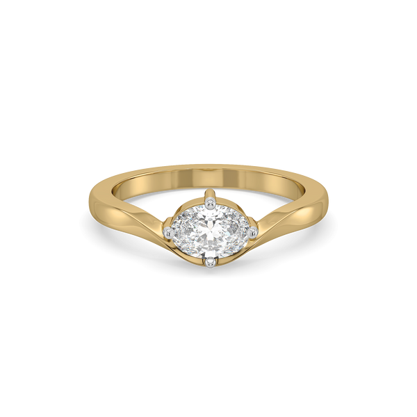Lukson Oval  Pure Gold Lab Grown Diamond Solitaire Ring in India