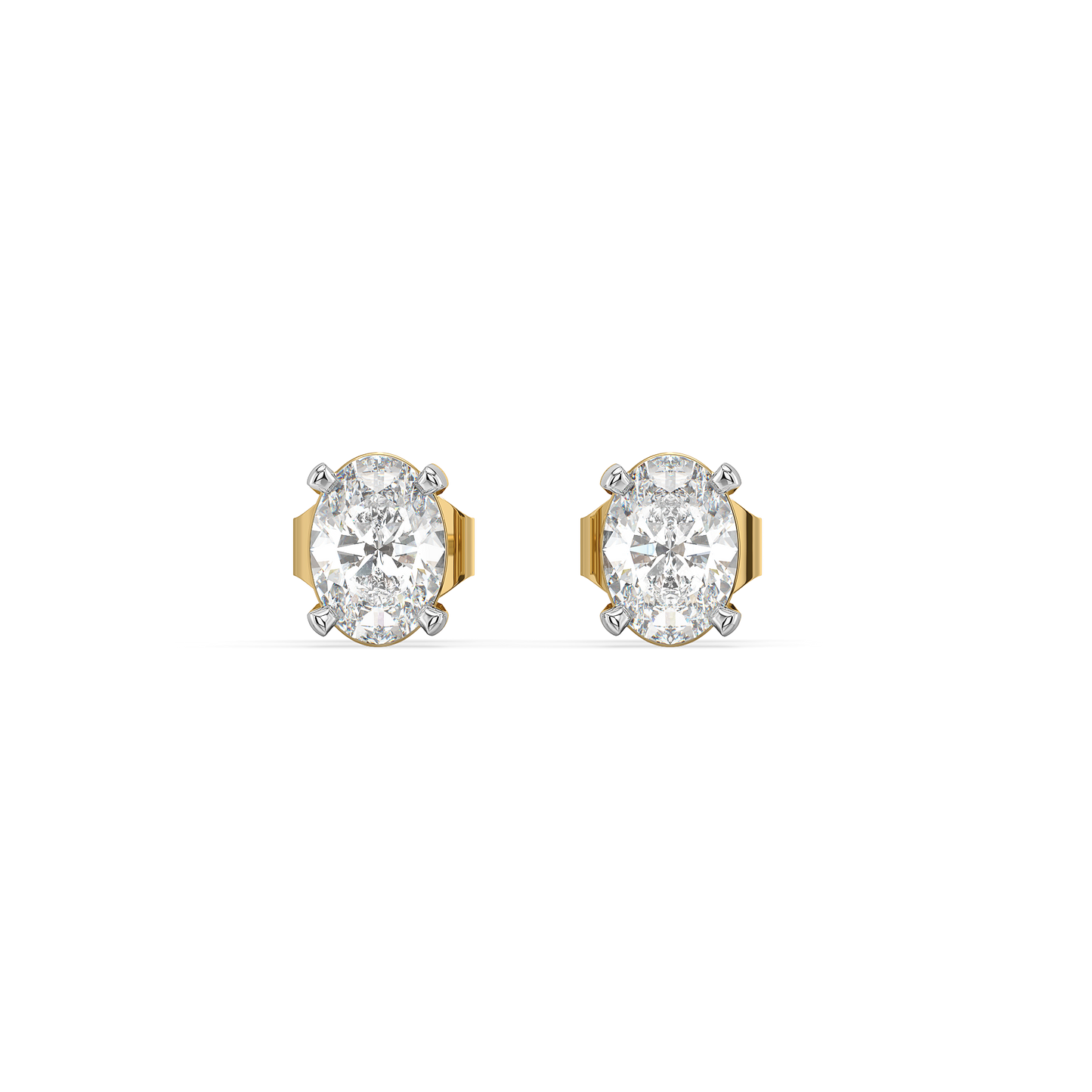 Elegant Oval - Pure Gold Lab Diamond Solitaire Earrings