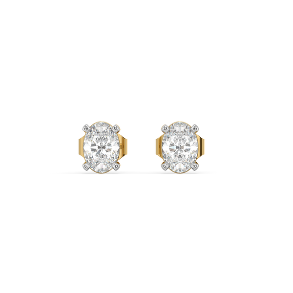 Oval Pure 14k Gold Lab Grown Diamond Solitaire Earrings - Lukson