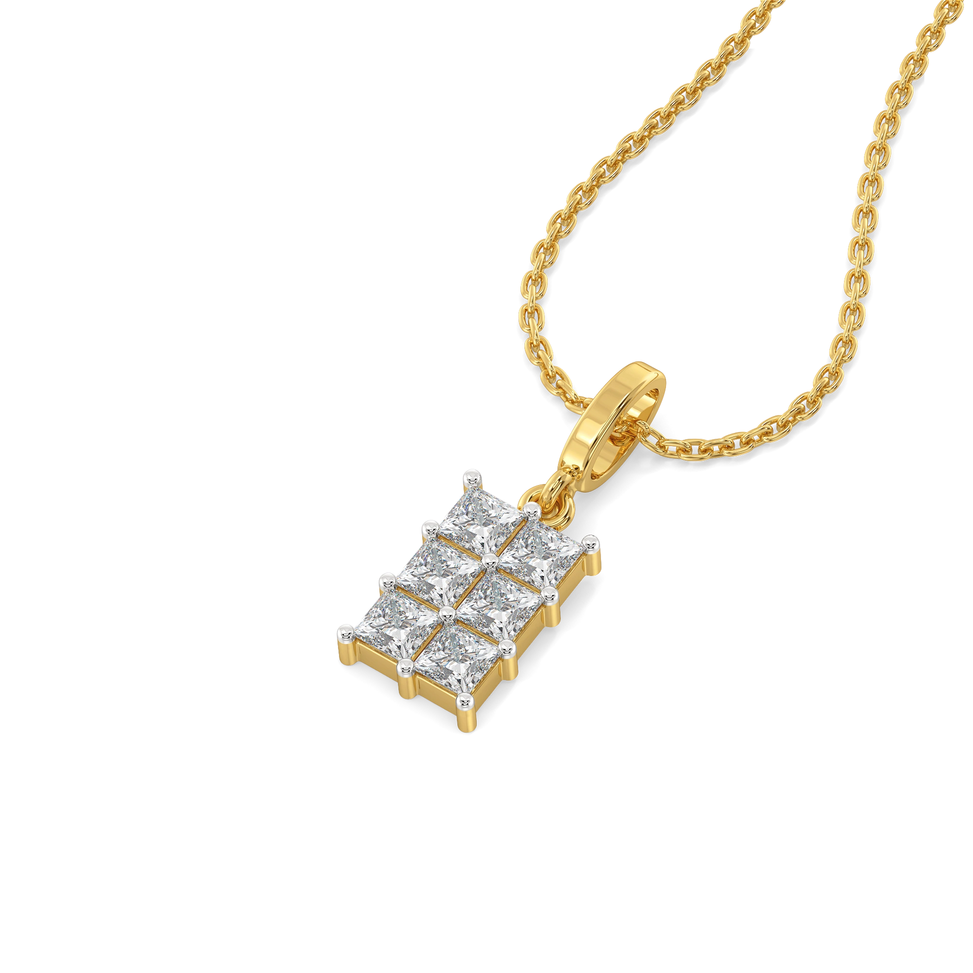 Crown Square - Pure Gold Lab Diamond Pendant