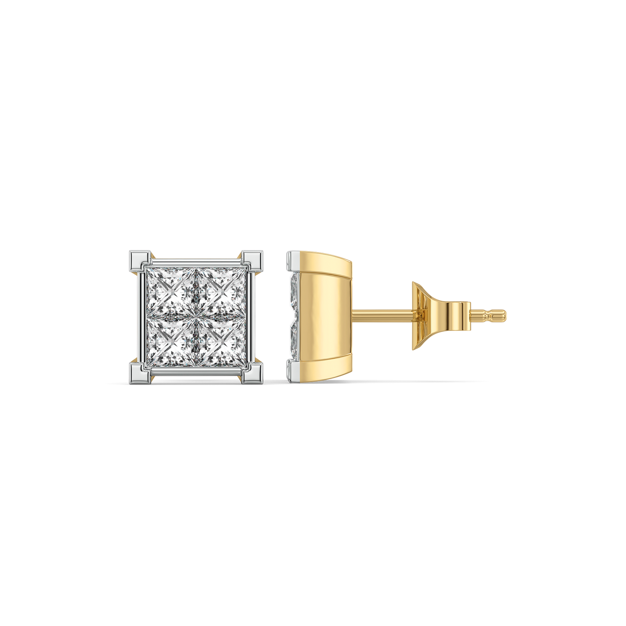Crown Square - Pure Gold Lab Diamond Stud Earrings