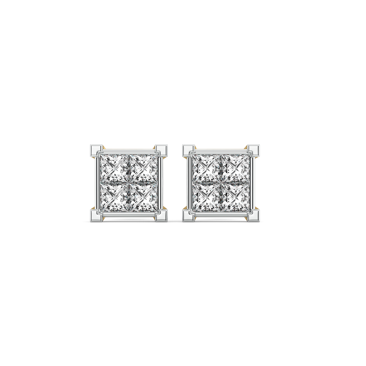 Crown Square - Pure Gold Lab Diamond Stud Earrings