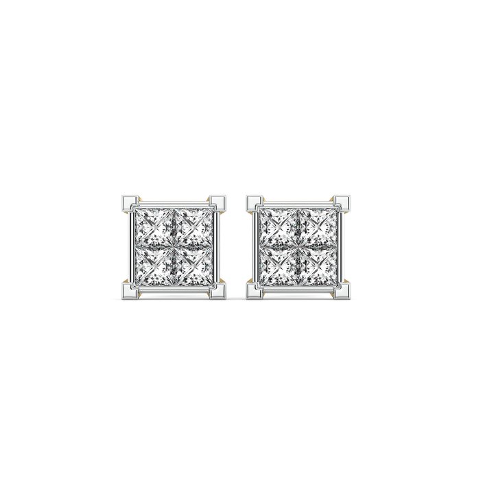 Crown Square - Pure Gold Lab Diamond Stud Earrings