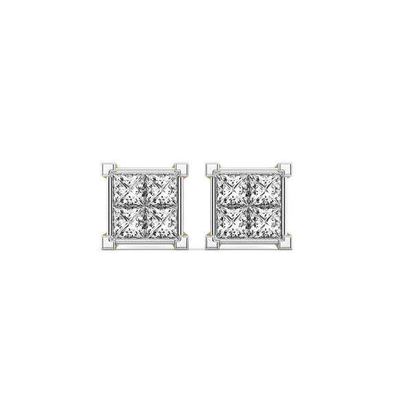 Crown Square Pure 14k Gold Lab Grown Diamond Earrings - Lukson 
