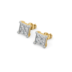 Crown Square - Pure Gold Lab Diamond Stud Earrings