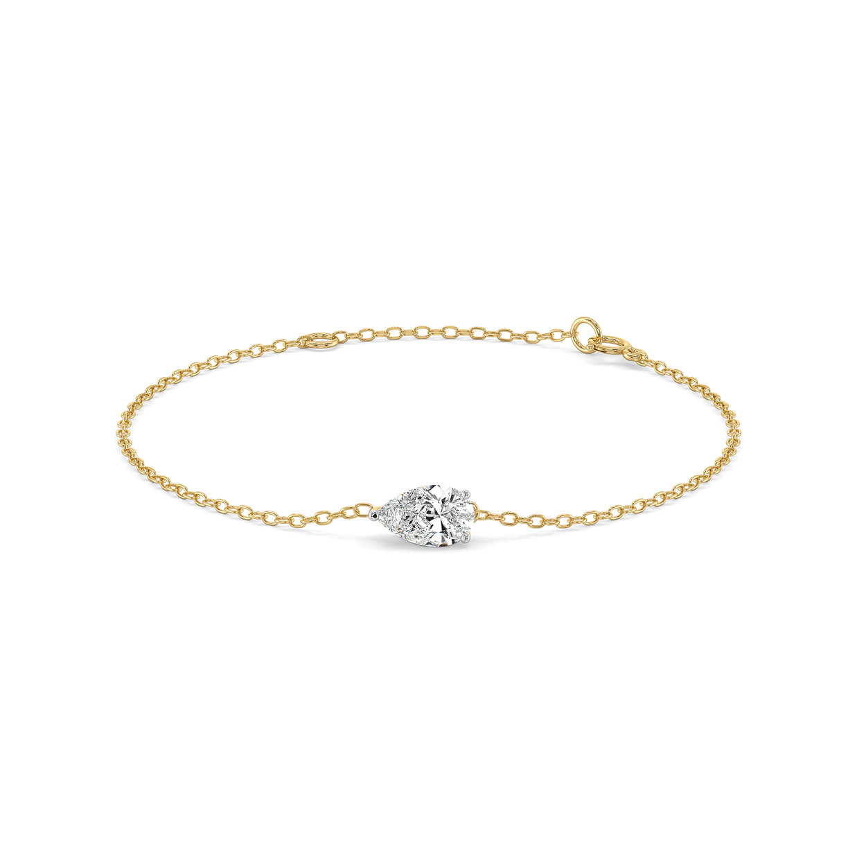 Feathered Pear - Pure Gold Lab Diamond Solitaire Bracelet