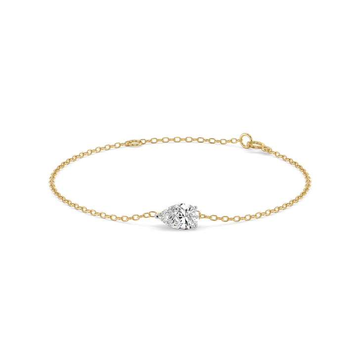 Feathered Pear - Pure Gold Lab Diamond Solitaire Bracelet