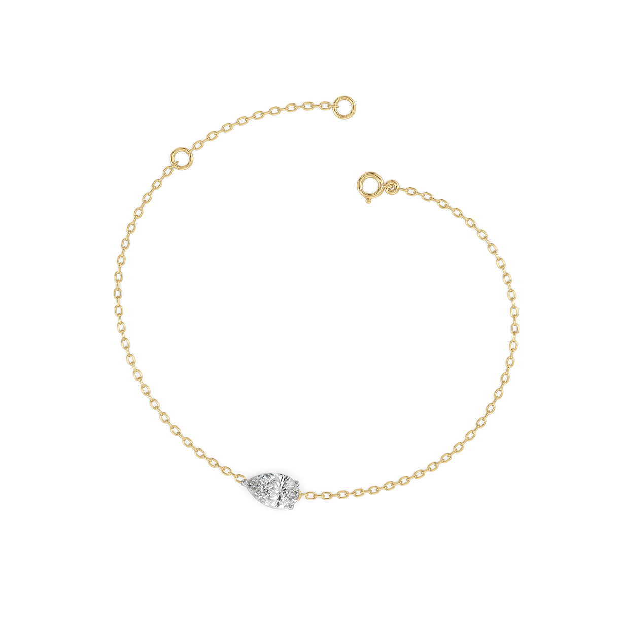 Feathered Pear - Pure Gold Lab Diamond Solitaire Bracelet