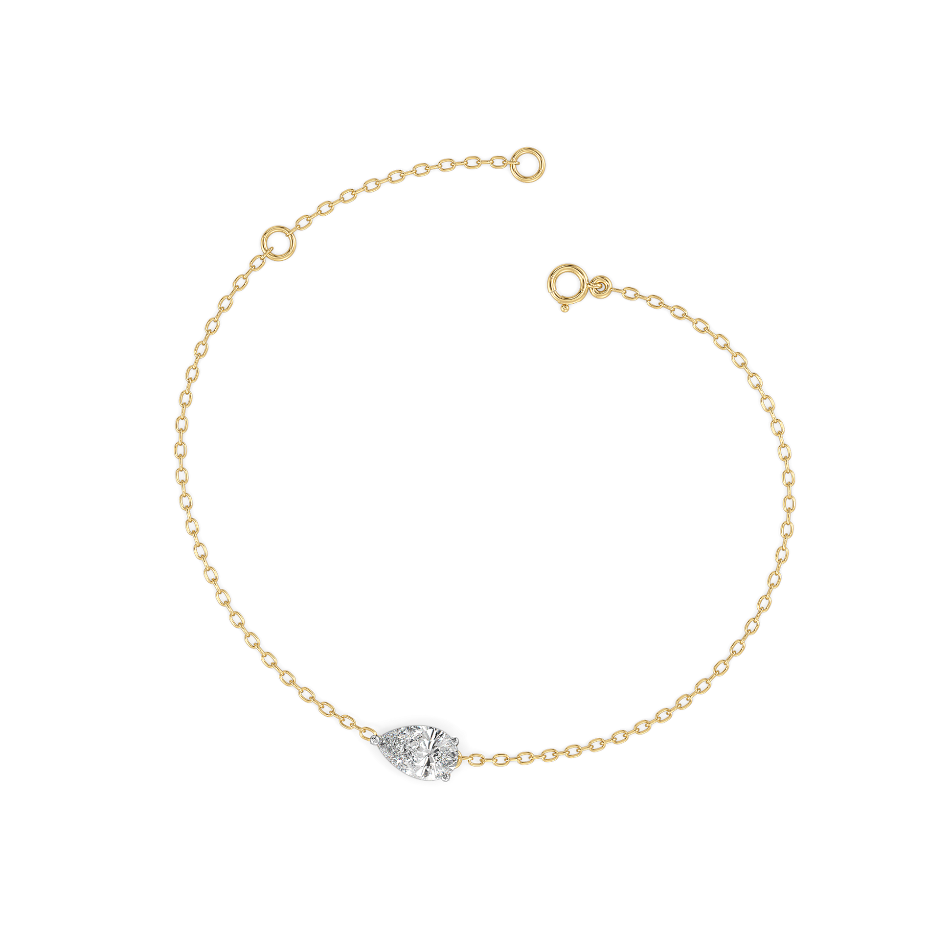 Feathered Pear - Pure Gold Lab Diamond Solitaire Bracelet