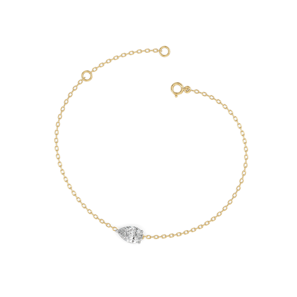 Feathered Pear - Lab Grown Diamond Solitaire Bracelet for Women - Lukson 