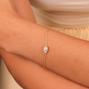 Feathered Pear - Pure Gold Lab Diamond Solitaire Bracelet