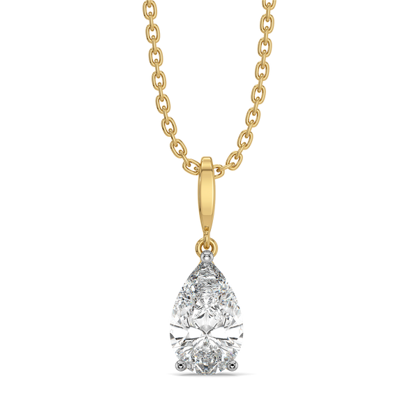 Feathered Pear - Pure Gold Lab Diamond Solitaire Pendant