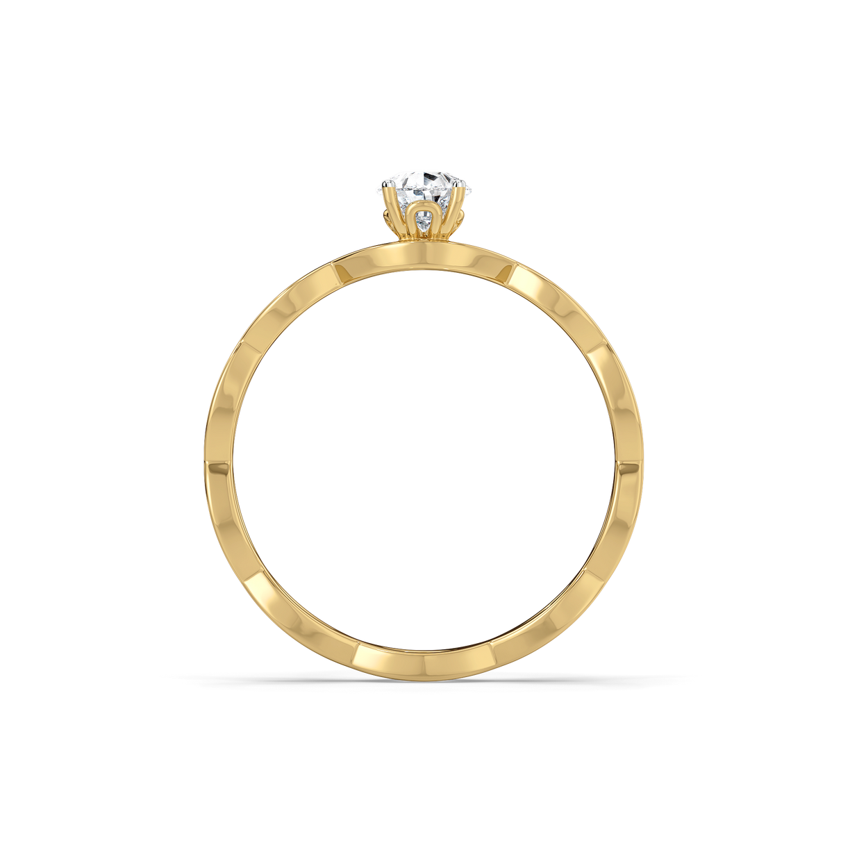 Feathered Pear - Pure Gold Lab Diamond Solitaire Ring