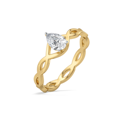 Feathered Pear - Pure Gold Lab Diamond Solitaire Ring