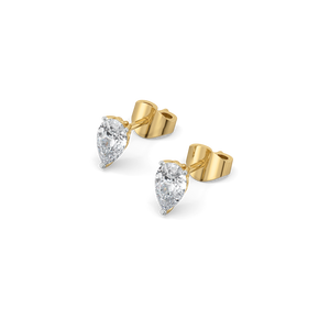 Feathered Pear - Pure Gold Lab Diamond Solitaire Earrings