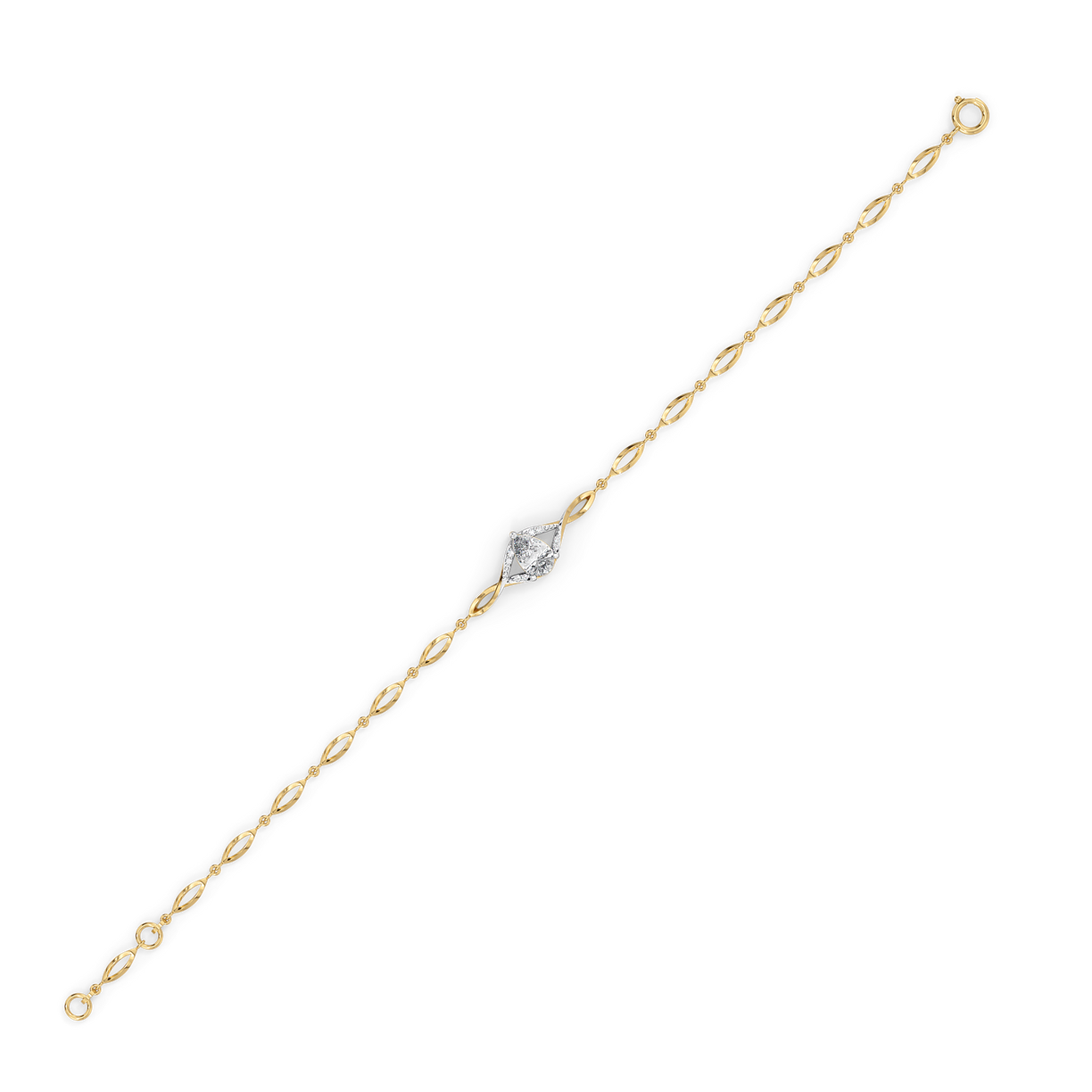 Threaded in Pear - Pure Gold Lab Diamond Solitaire Bracelet