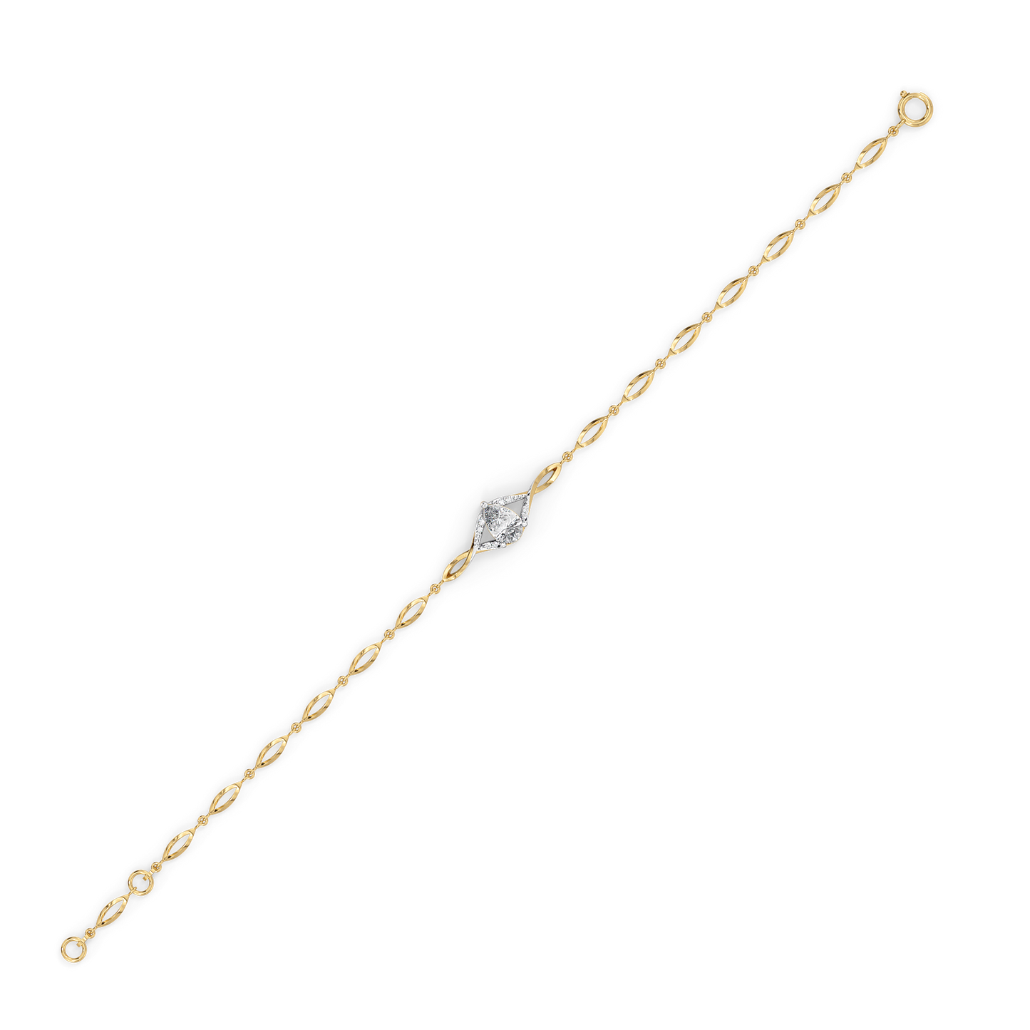 Threaded in Pear - Pure Gold Lab Diamond Solitaire Bracelet