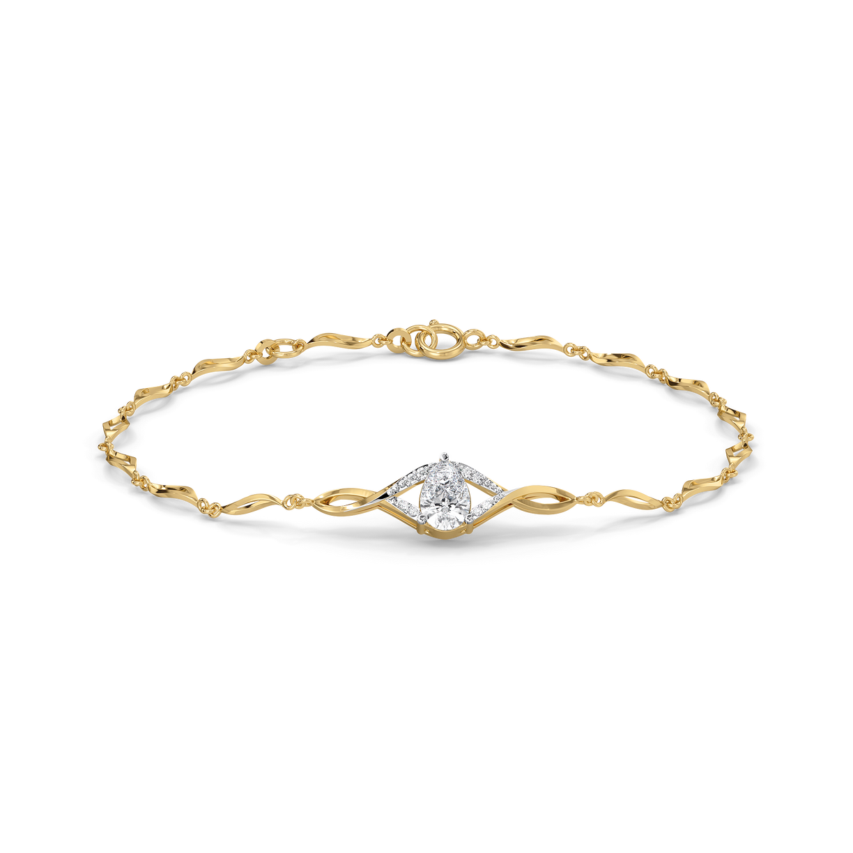 Threaded in Pear - Pure Gold Lab Diamond Solitaire Bracelet