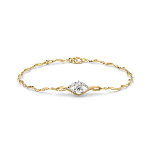 Threaded in Pear - Pure Gold Lab Diamond Solitaire Bracelet