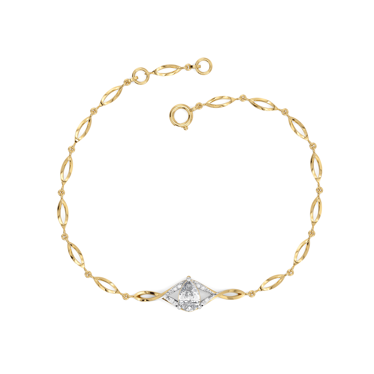 Threaded in Pear - Pure Gold Lab Diamond Solitaire Bracelet