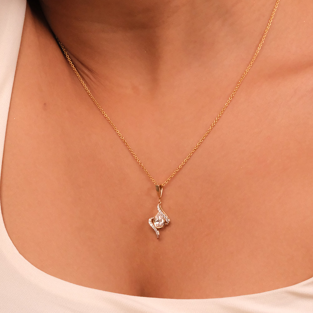 Threaded in Pear - Pure Gold Lab Diamond Solitaire Pendant