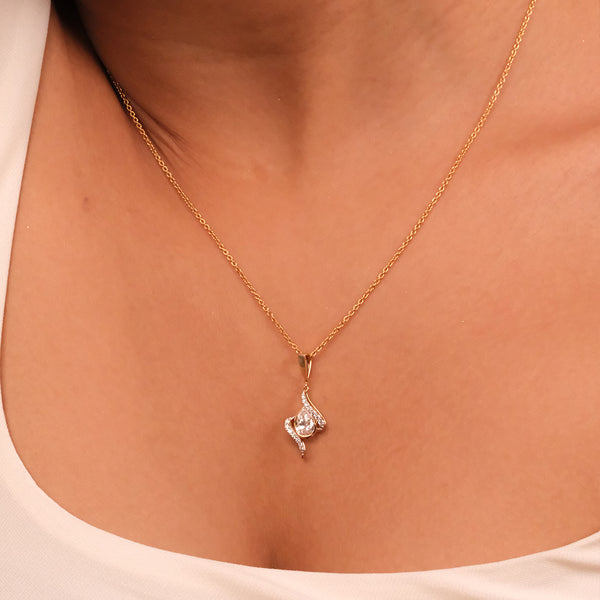 Threaded in Pear - Pure Gold Lab Diamond Solitaire Pendant