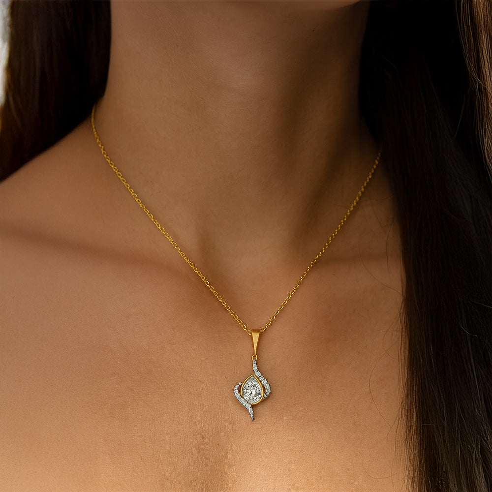 Threaded in Pear - Pure Gold Lab Diamond Solitaire Pendant