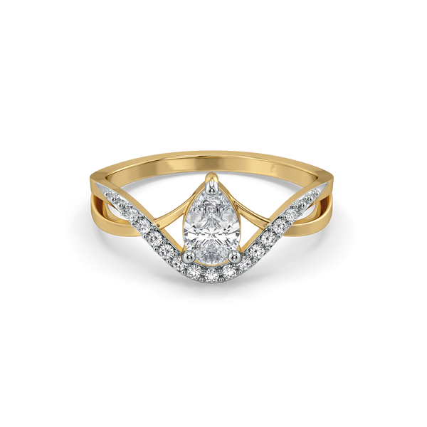 Lukson Threaded in Pear 14K Gold Lab Diamond Solitaire Ring in India