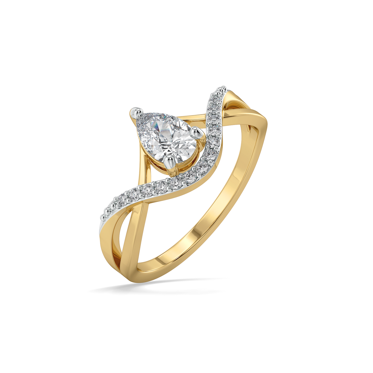 Threaded in Pear - Pure Gold Lab Diamond Solitaire Ring