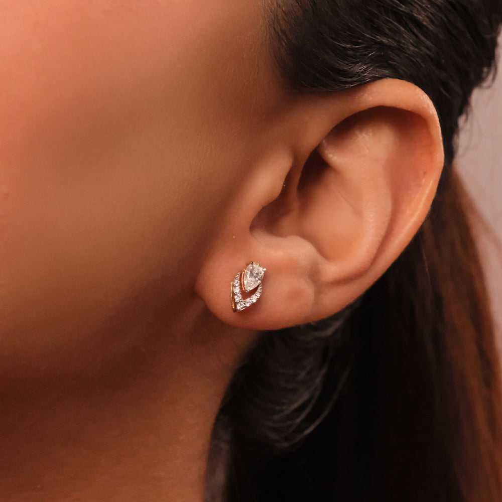 Threaded in Pear - Pure Gold Lab Diamond Solitaire Earrings