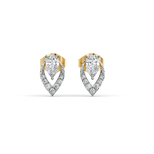 Lukson | Threaded in Pear 14K Gold Lab Diamond Solitaire Earrings for Women