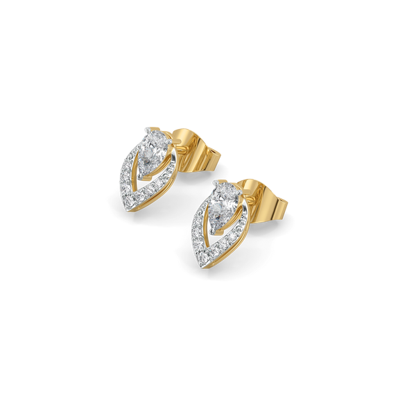Lukson | Threaded in Pear Gold Lab Diamond Solitaire Earrings