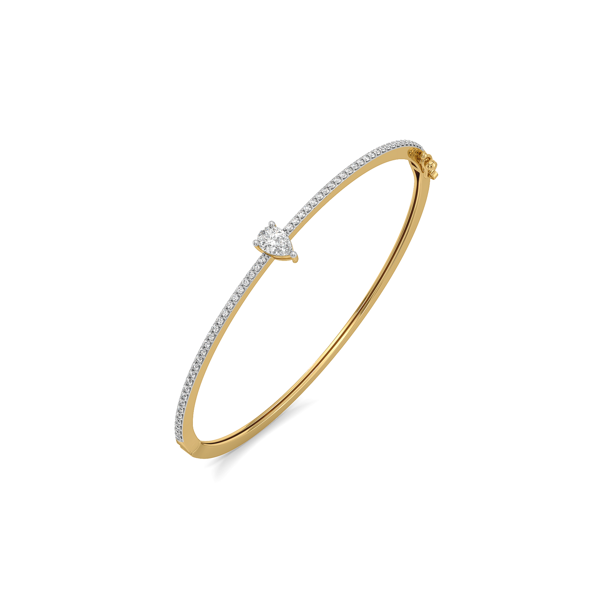 Soft Pearline - Pure Gold Lab Diamond Solitaire Bangle