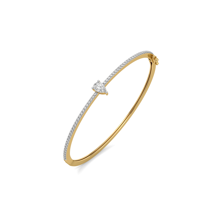 Soft Pearline - Pure Gold Lab Diamond Solitaire Bangle