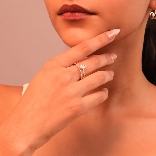 Lukson Soft Pearline 14K Gold Lab Diamond Solitaire Ring