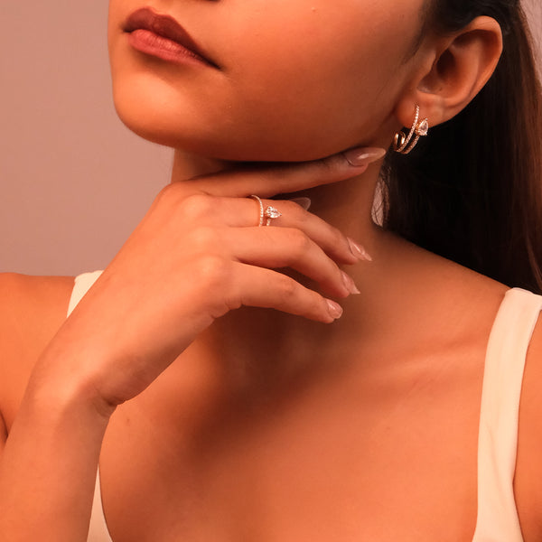 Lukson Soft Pearline 14K Gold Lab Diamond Solitaire Ring in India