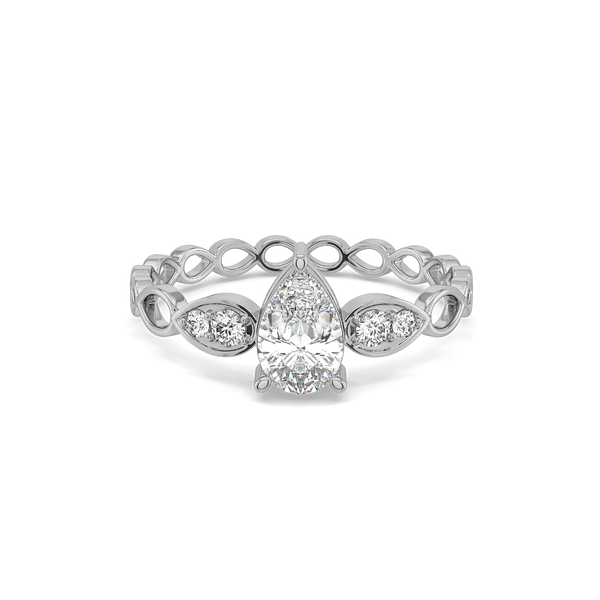 Lukson Sway in Pear Pure Gold Lab Diamond Solitaire Ring in India