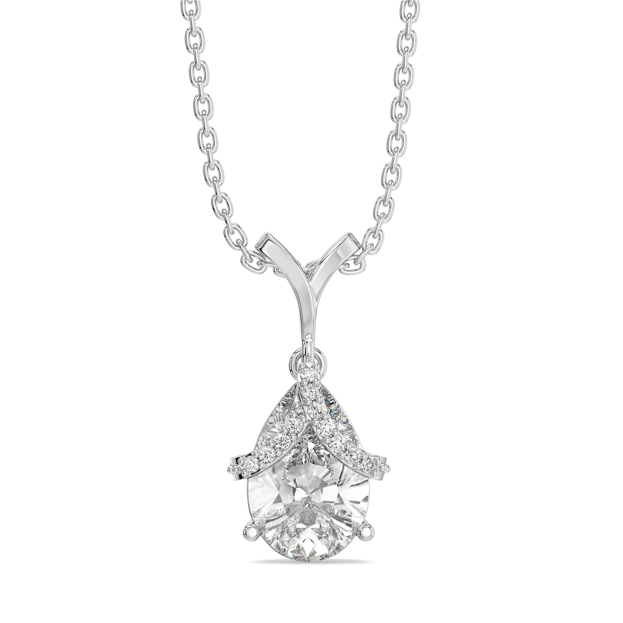 Overlaced in Pear - Pure Gold Lab Diamond Solitaire Pendant