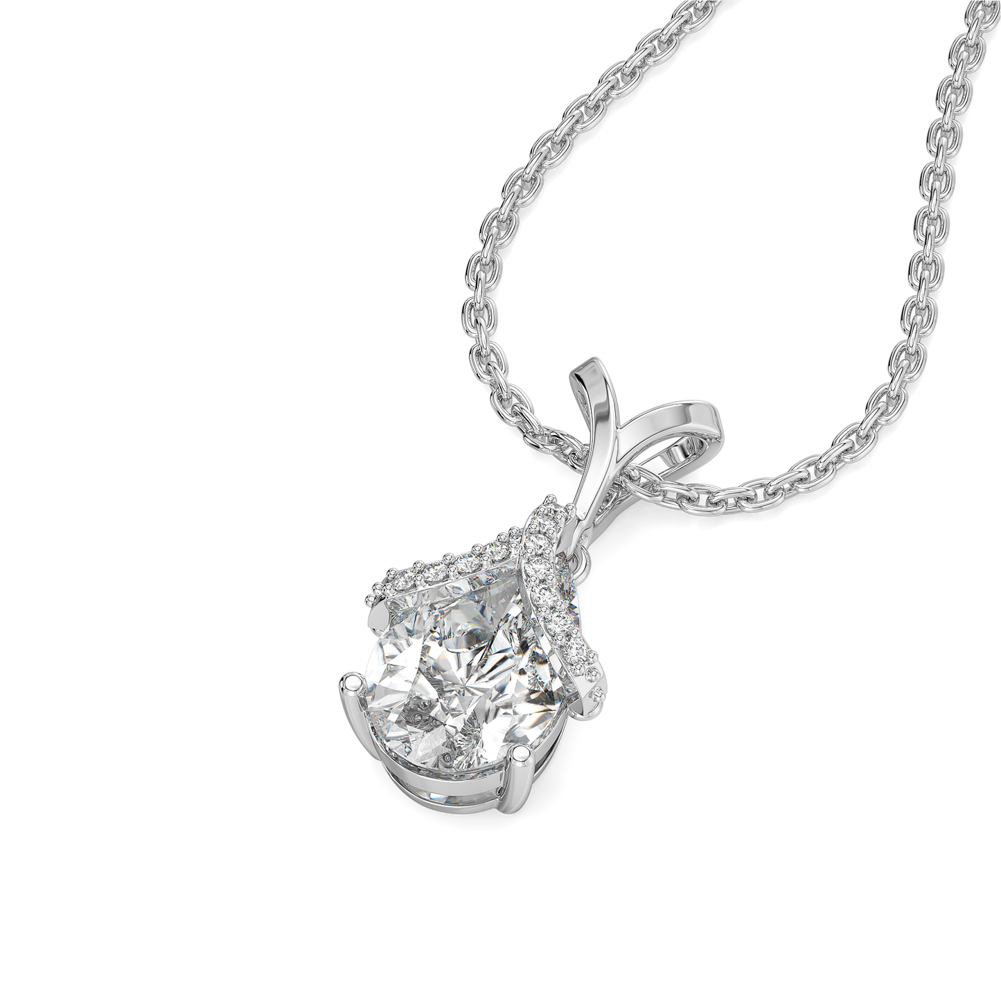 Overlaced in Pear - Pure Gold Lab Diamond Solitaire Pendant