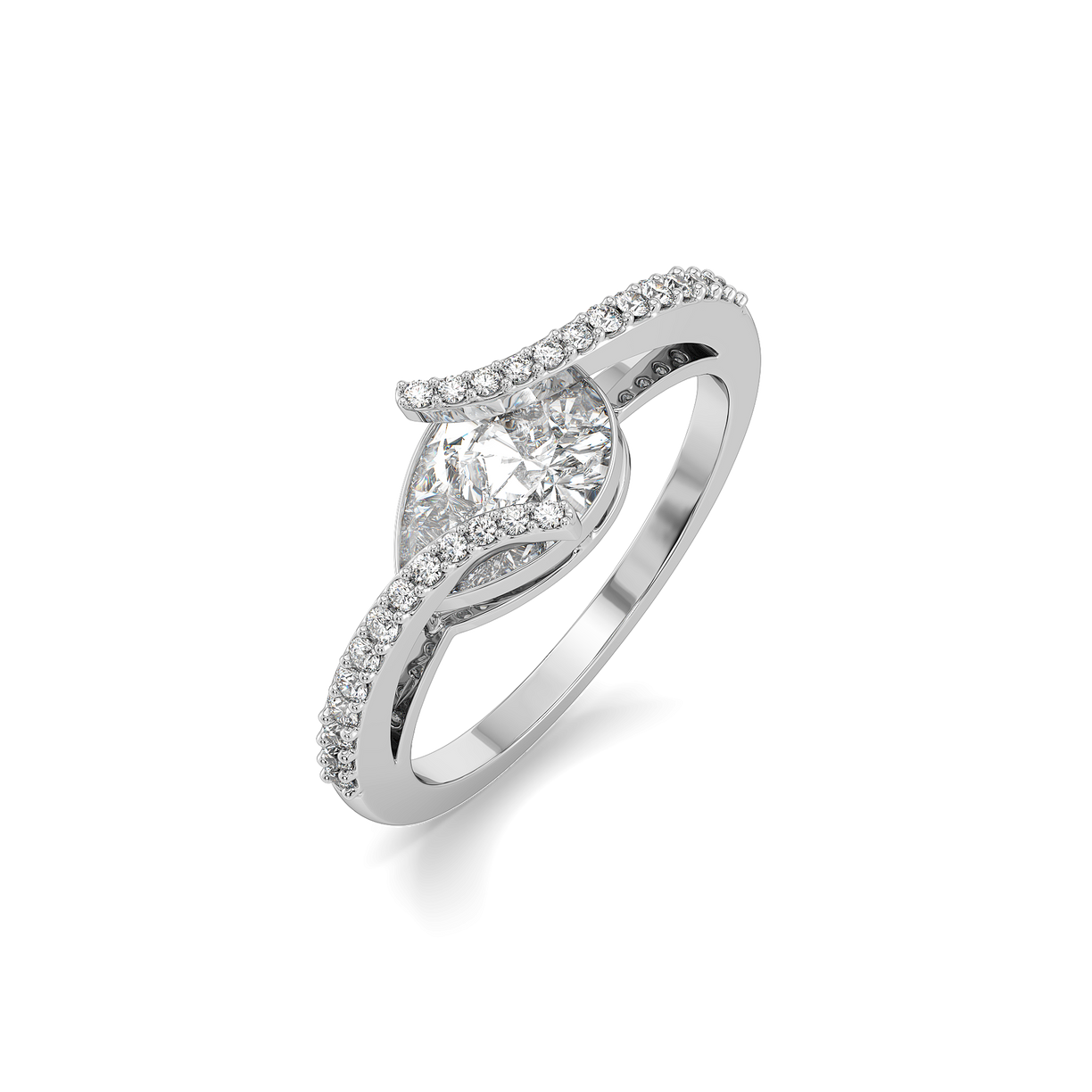 Overlaced in Pear - Pure Gold Lab Diamond Solitaire Ring