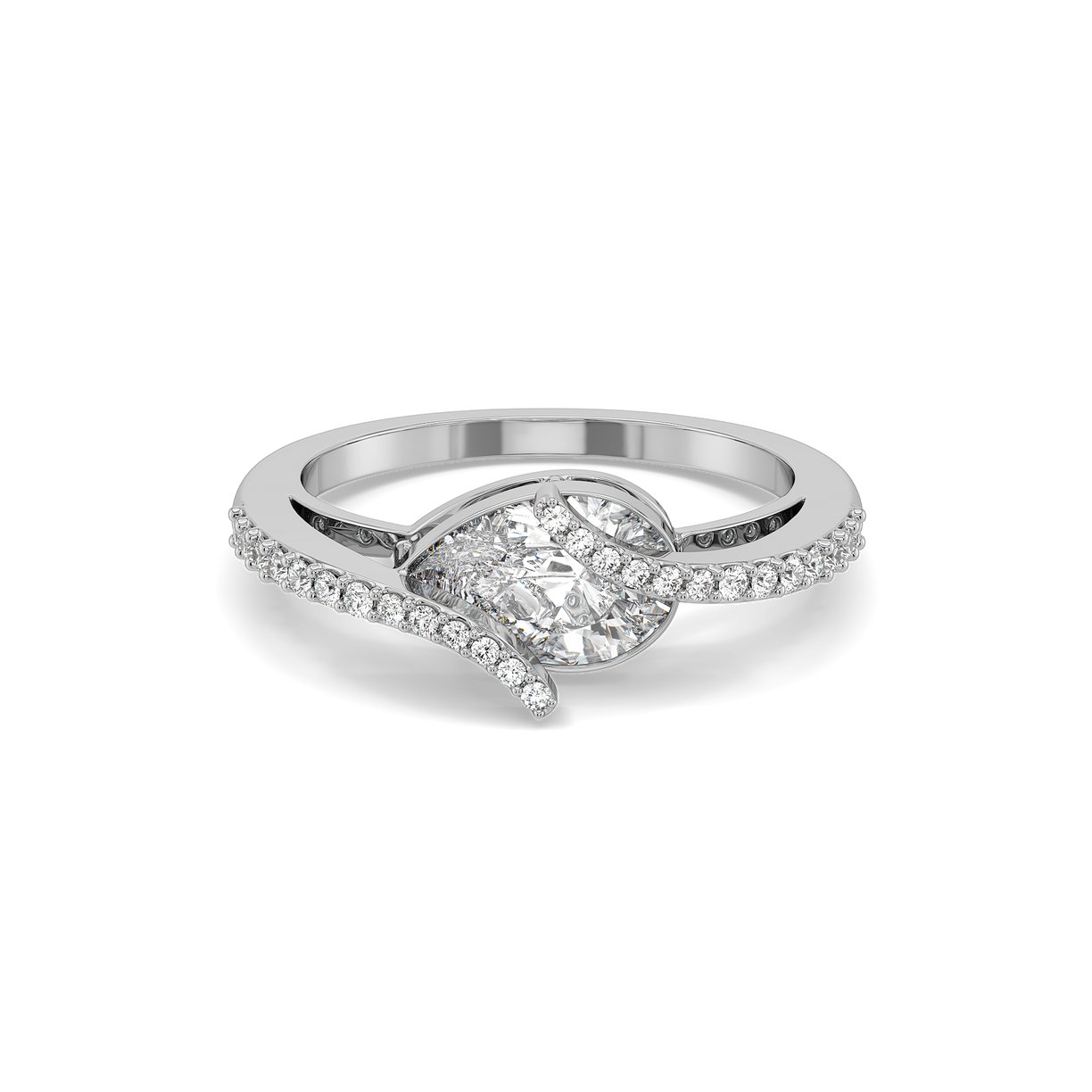 Overlaced in Pear - Pure Gold Lab Diamond Solitaire Ring