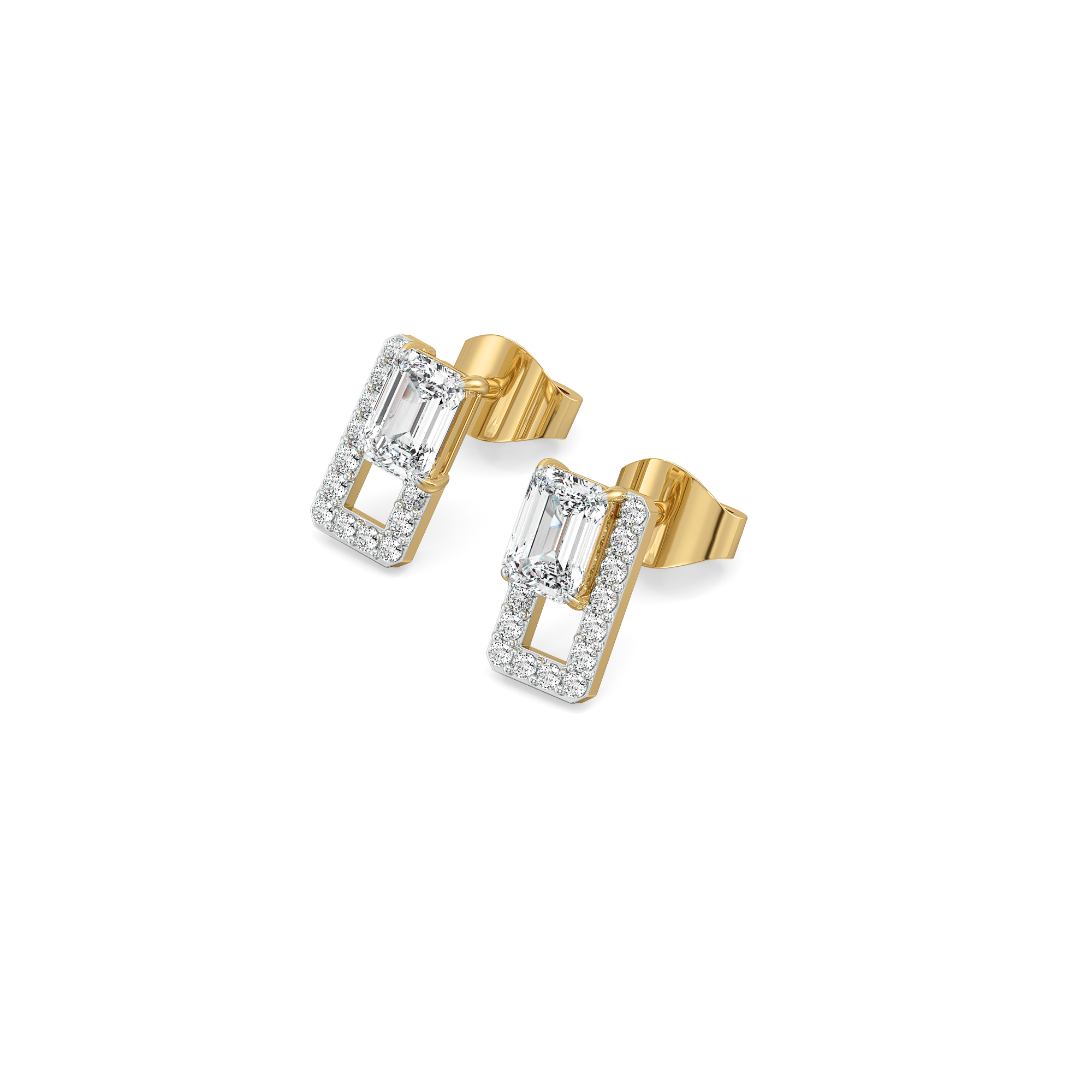 Forever Emerald - Pure Gold Lab Diamond Solitaire Earrings