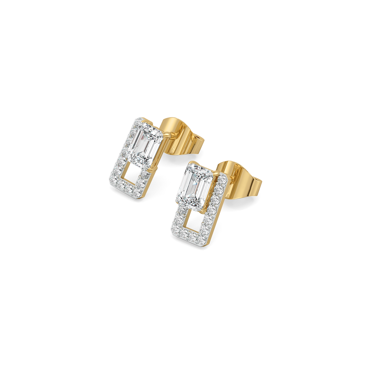 Forever Emerald - Pure Gold Lab Diamond Solitaire Earrings