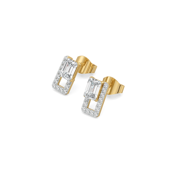 Lukson Forever Emerald Pure Gold Lab Grown Diamond Solitaire Earrings
