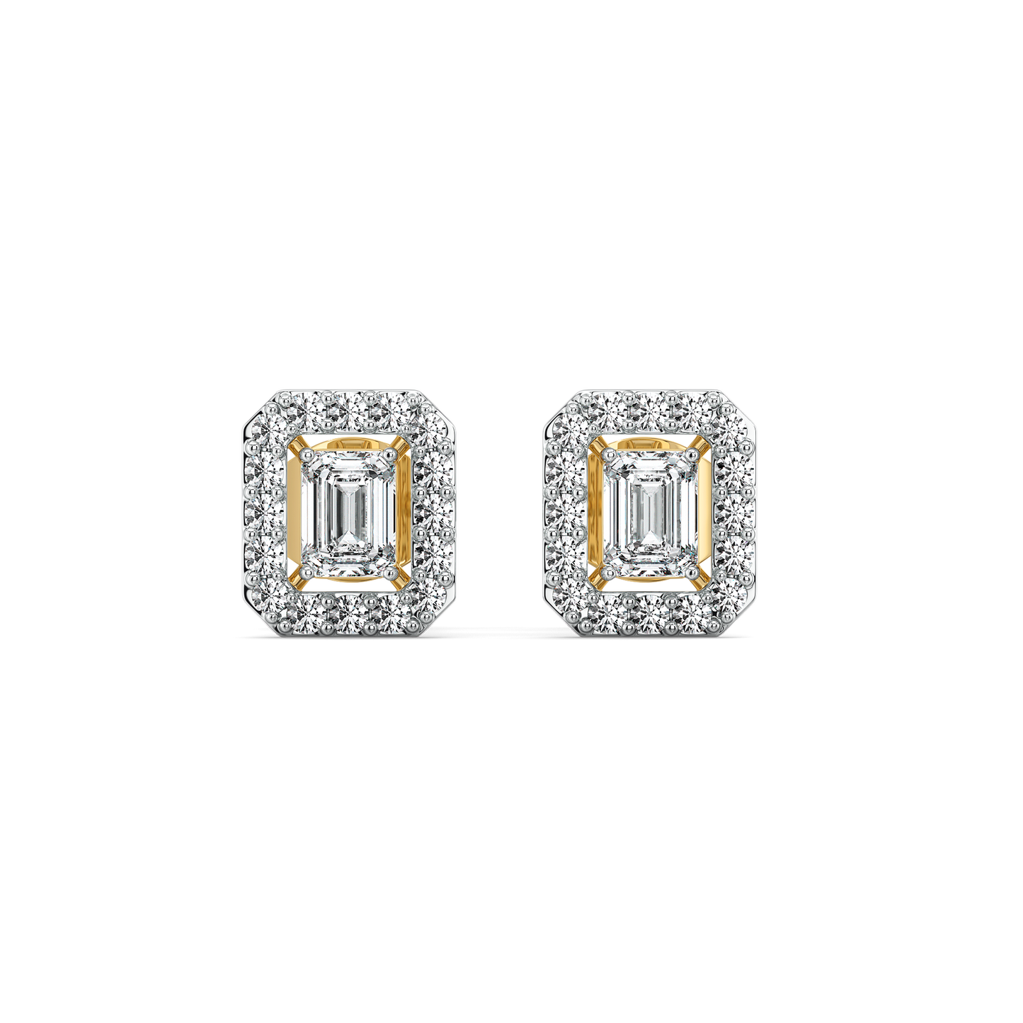 Lady in Emerald - Pure Gold Lab Diamond Solitaire Earrings