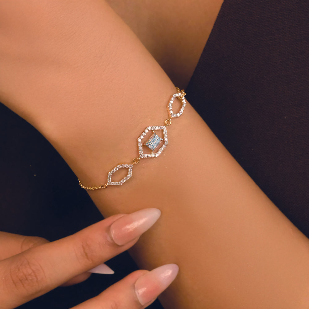 Rhythm of Emerald - Pure Gold Lab Diamond Solitaire Bracelet