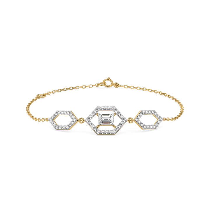 Rhythm of Emerald - Pure Gold Lab Diamond Solitaire Bracelet