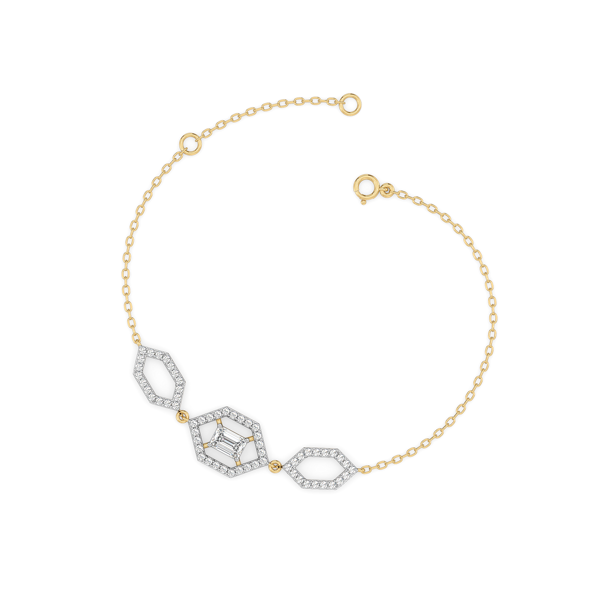 Rhythm of Emerald - Pure Gold Lab Diamond Solitaire Bracelet